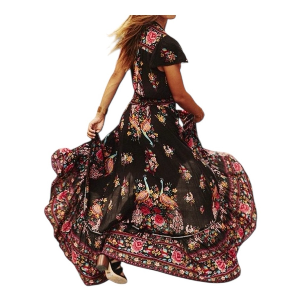 🌺 EUC RANI Vibrant Floral Asymmetrical Maxi Dress | Size S